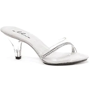 305-JESSE 3" Heel Clear Mule W/Rhinestones.
