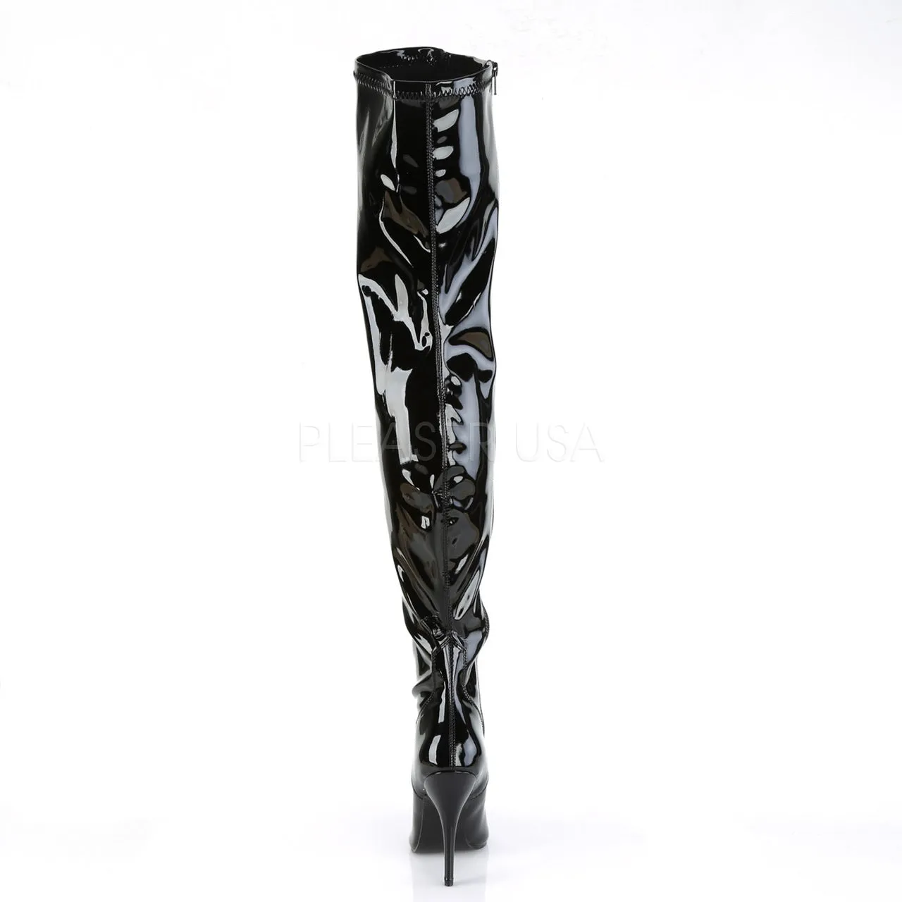 5" Black Plain Stretch Thigh Boots*