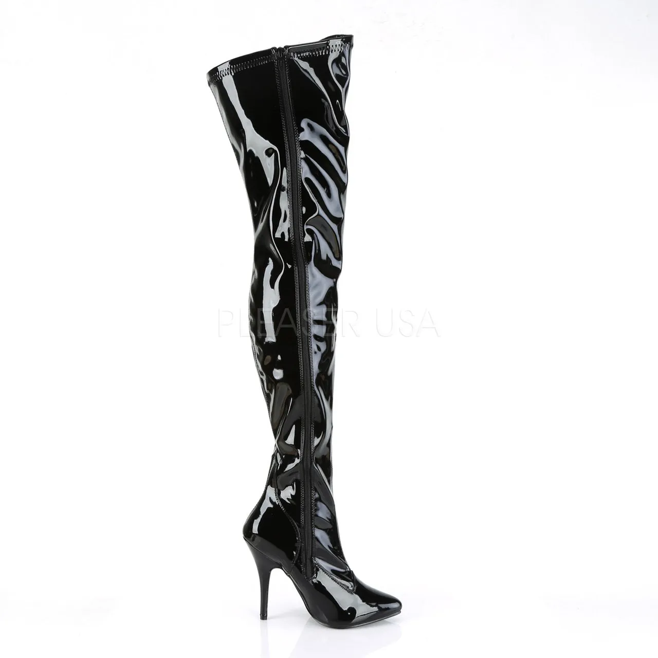 5" Black Plain Stretch Thigh Boots*