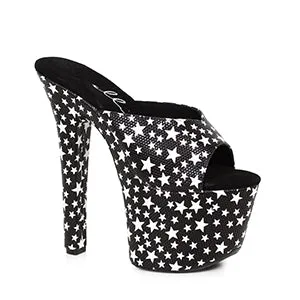 711-GAZE 7" Heel Mule Sandal With Star Print