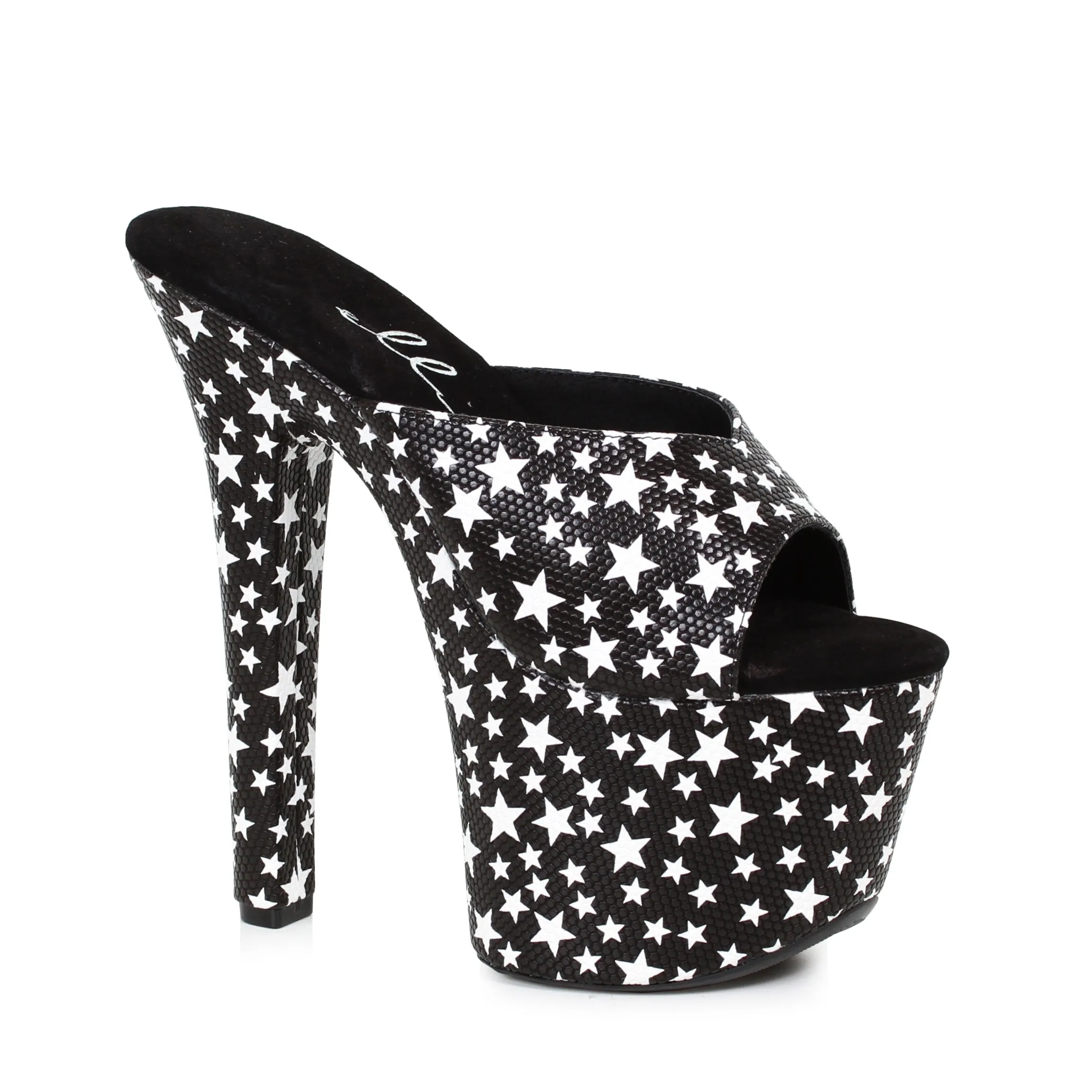 711-GAZE 7" Heel Mule Sandal With Star Print