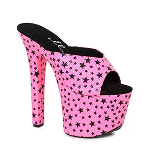 711-GAZE 7" Heel Mule Sandal With Star Print
