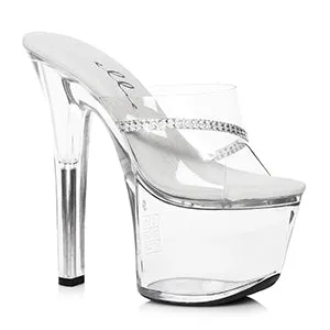 711-JESSE 7" Heel Clear Rhinestone Mule
