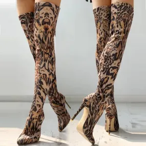 Akira Leopard Stiletto Boots