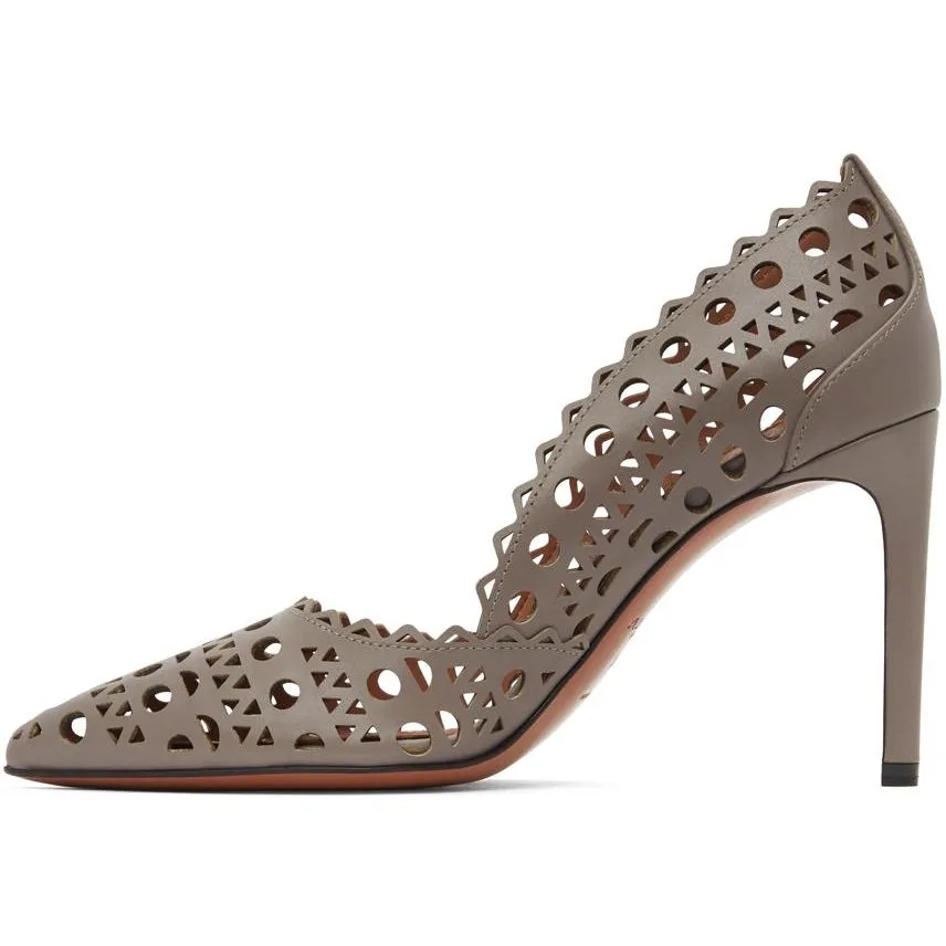 ALAÃA Taupe Leather Vienne Heels