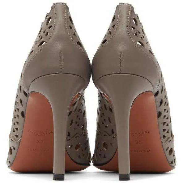 ALAÃA Taupe Leather Vienne Heels