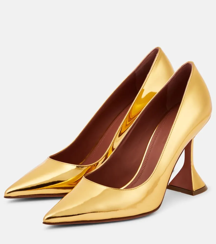 Amina Muaddi Ami mirrored leather pumps