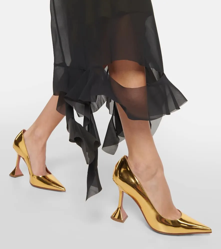 Amina Muaddi Ami mirrored leather pumps