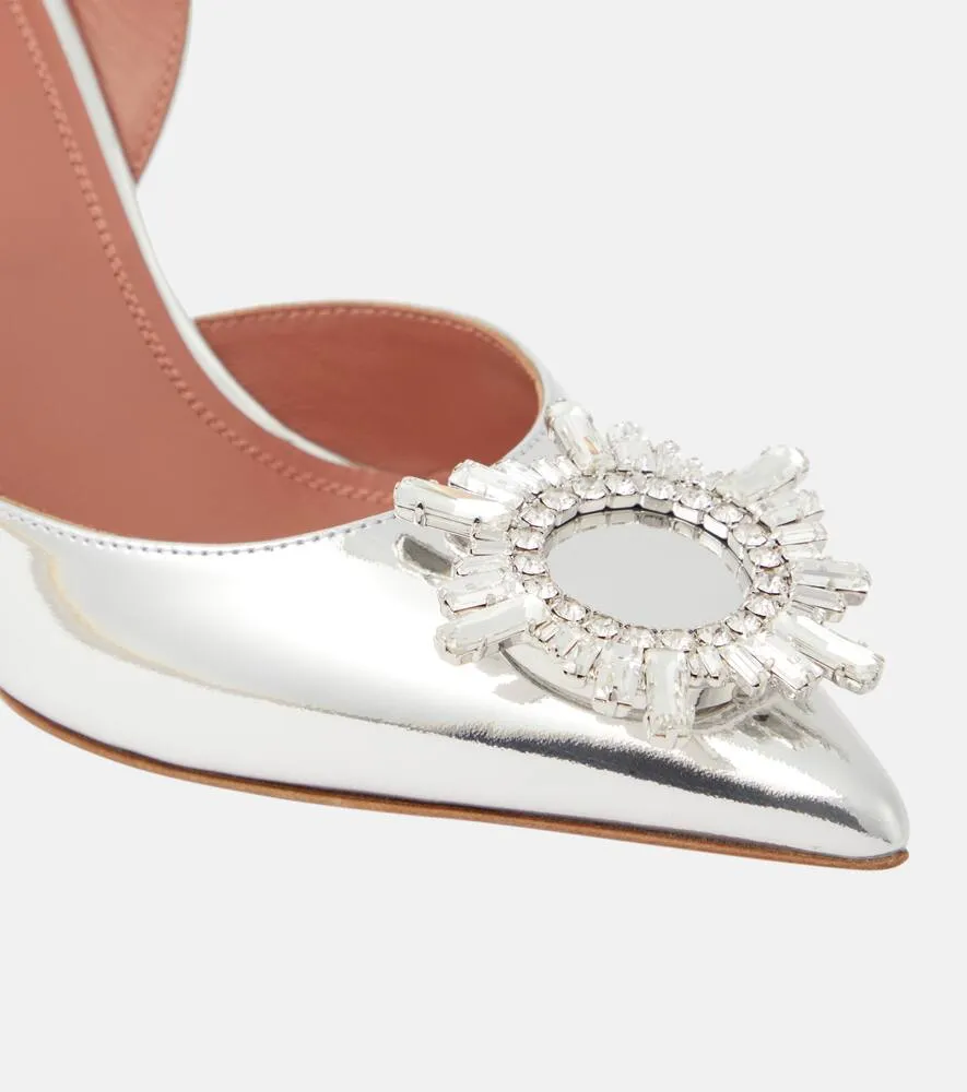 Amina Muaddi Begum mirrored leather slingback pumps