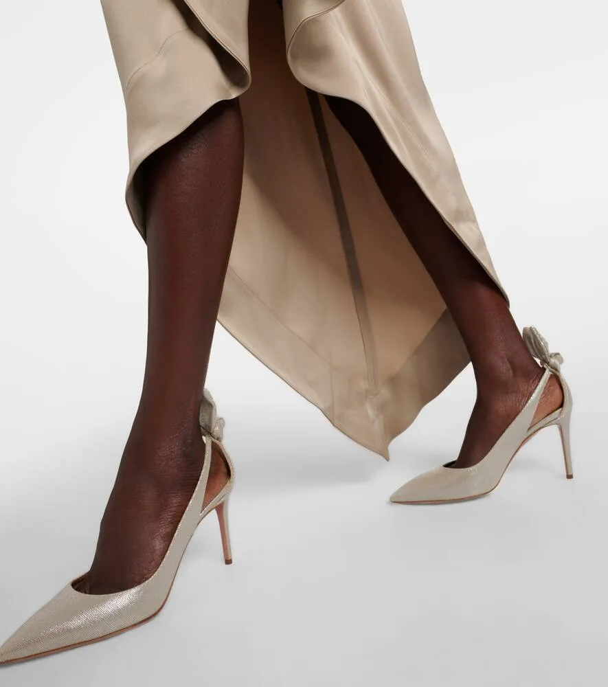 Aquazzura Bow Tie 85 metallic canvas pumps
