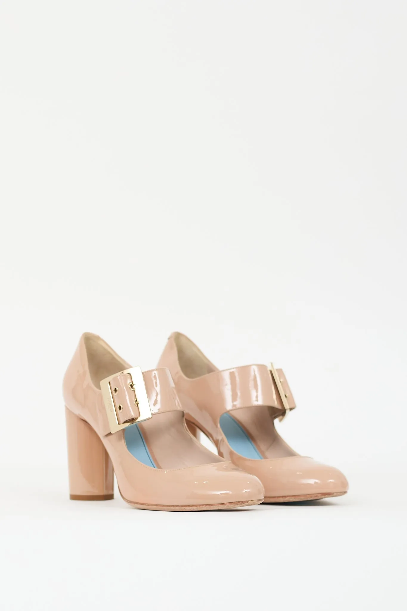 Beige Patent Leather Mary Jane Pump