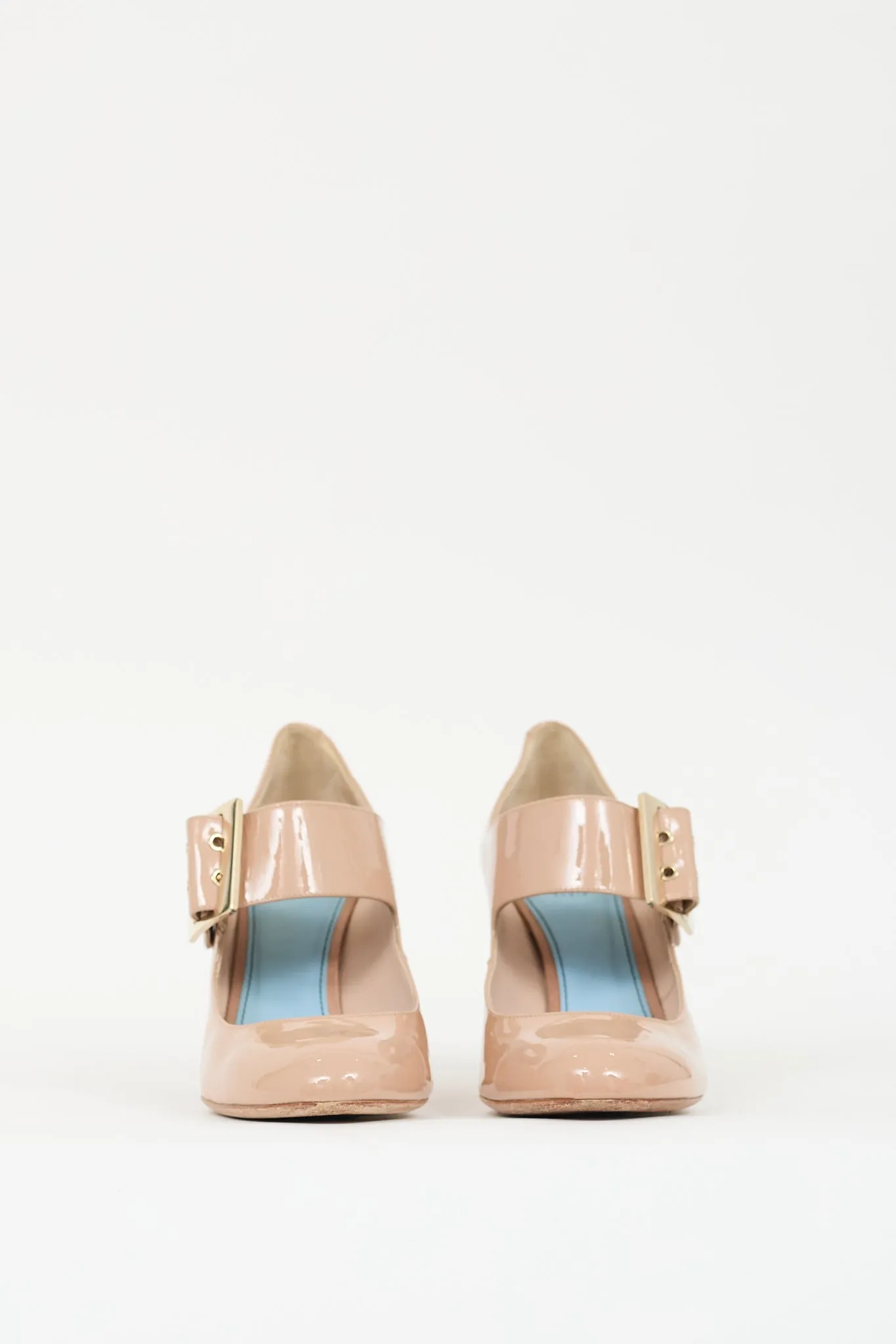 Beige Patent Leather Mary Jane Pump