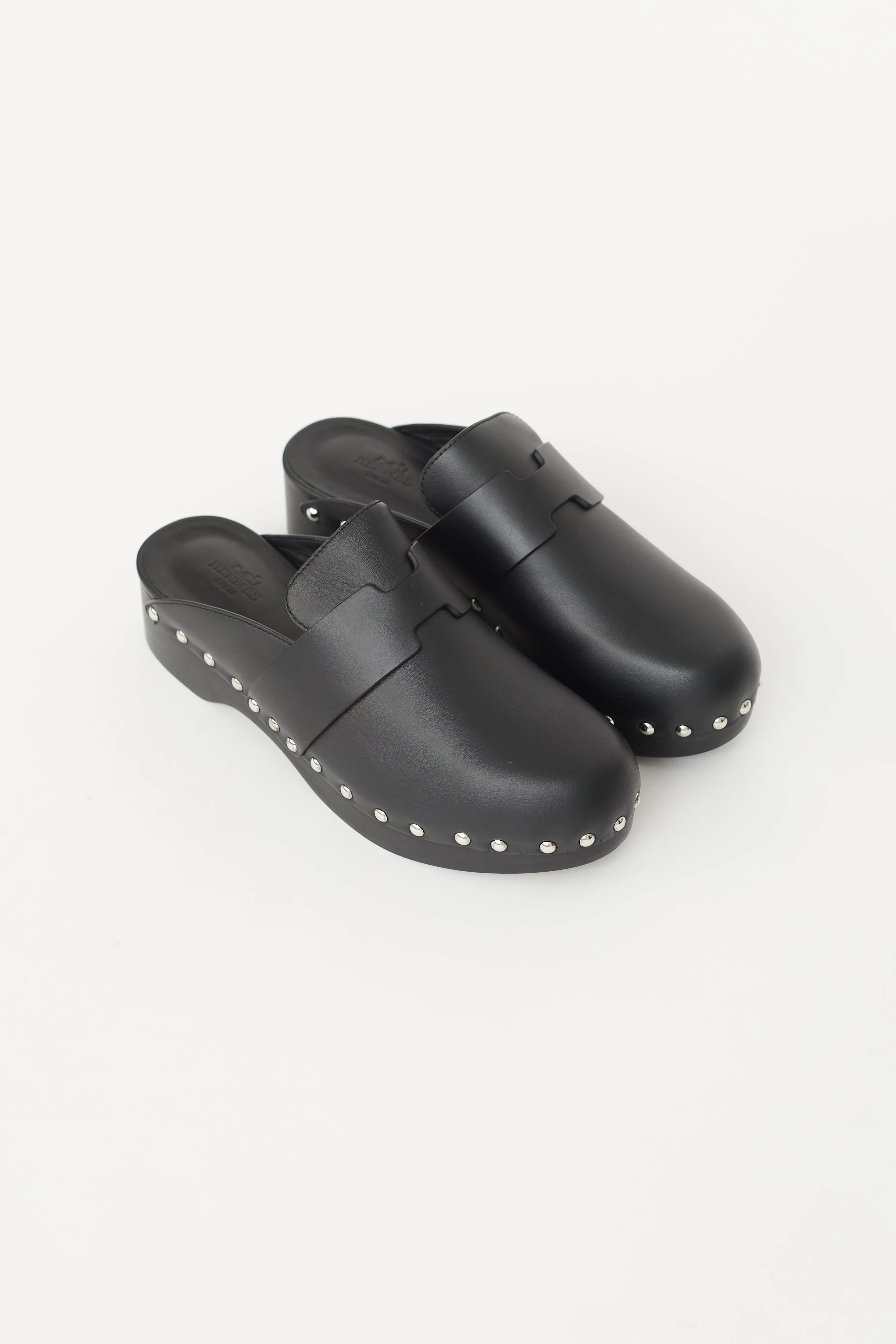 Black Leather Calya Mule