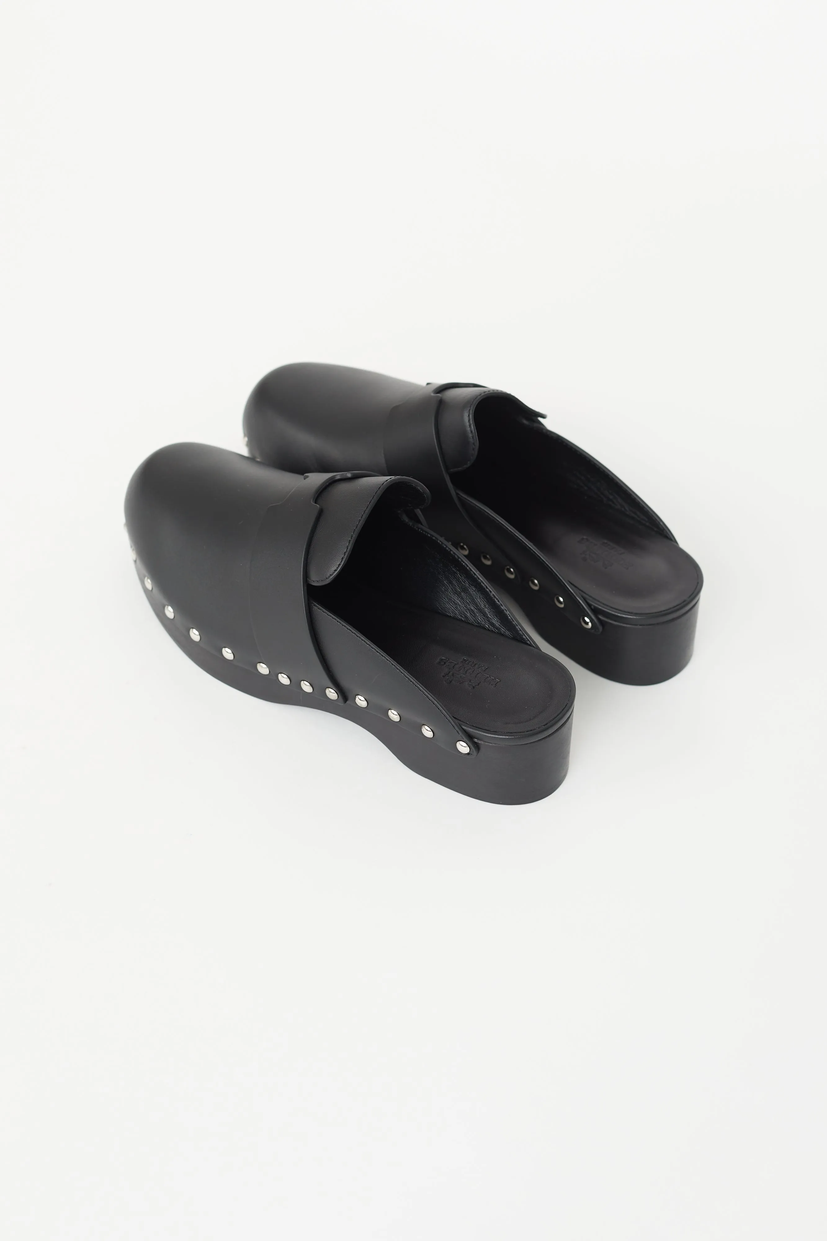 Black Leather Calya Mule