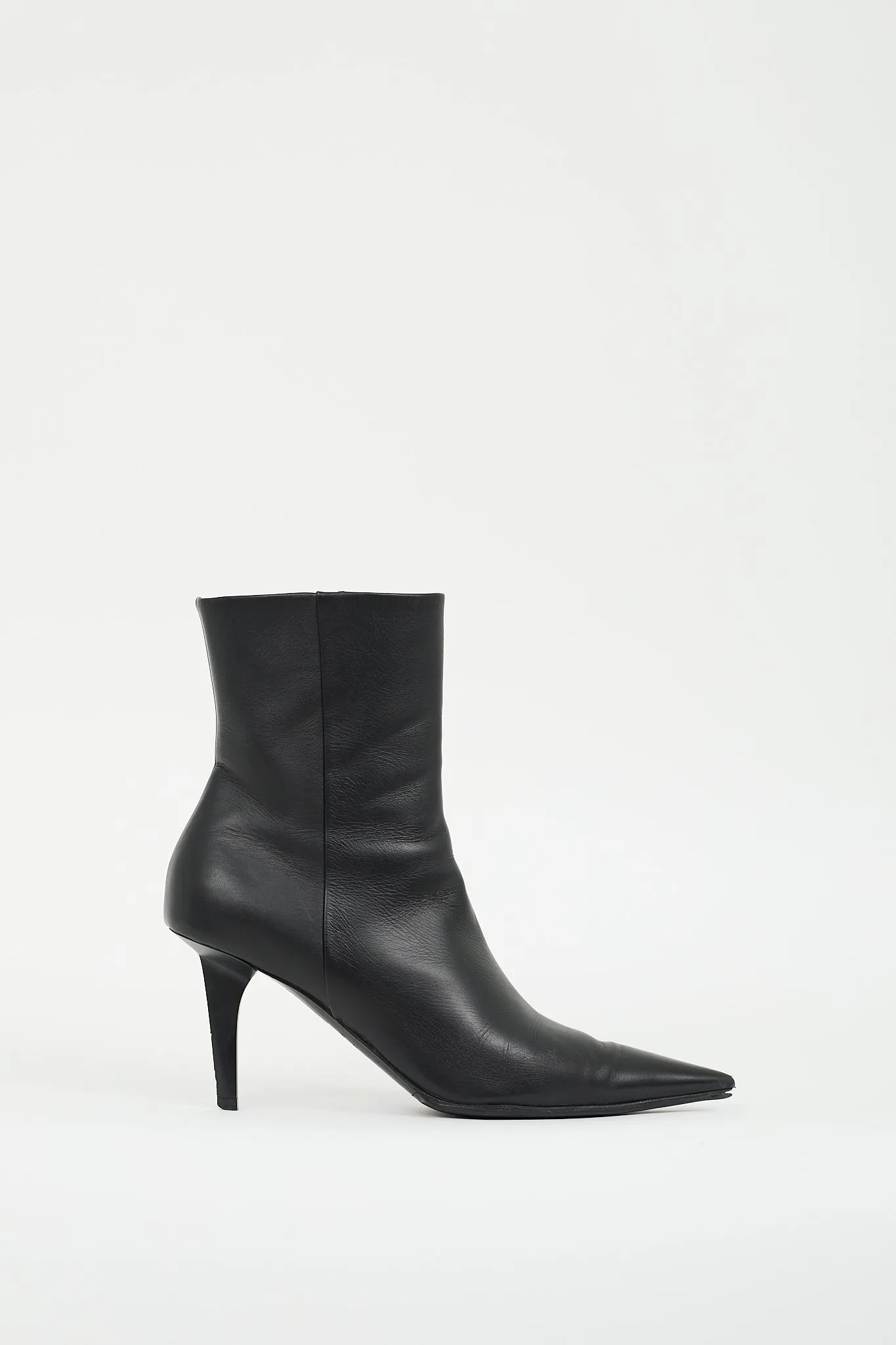 Black Leather Knife Boot