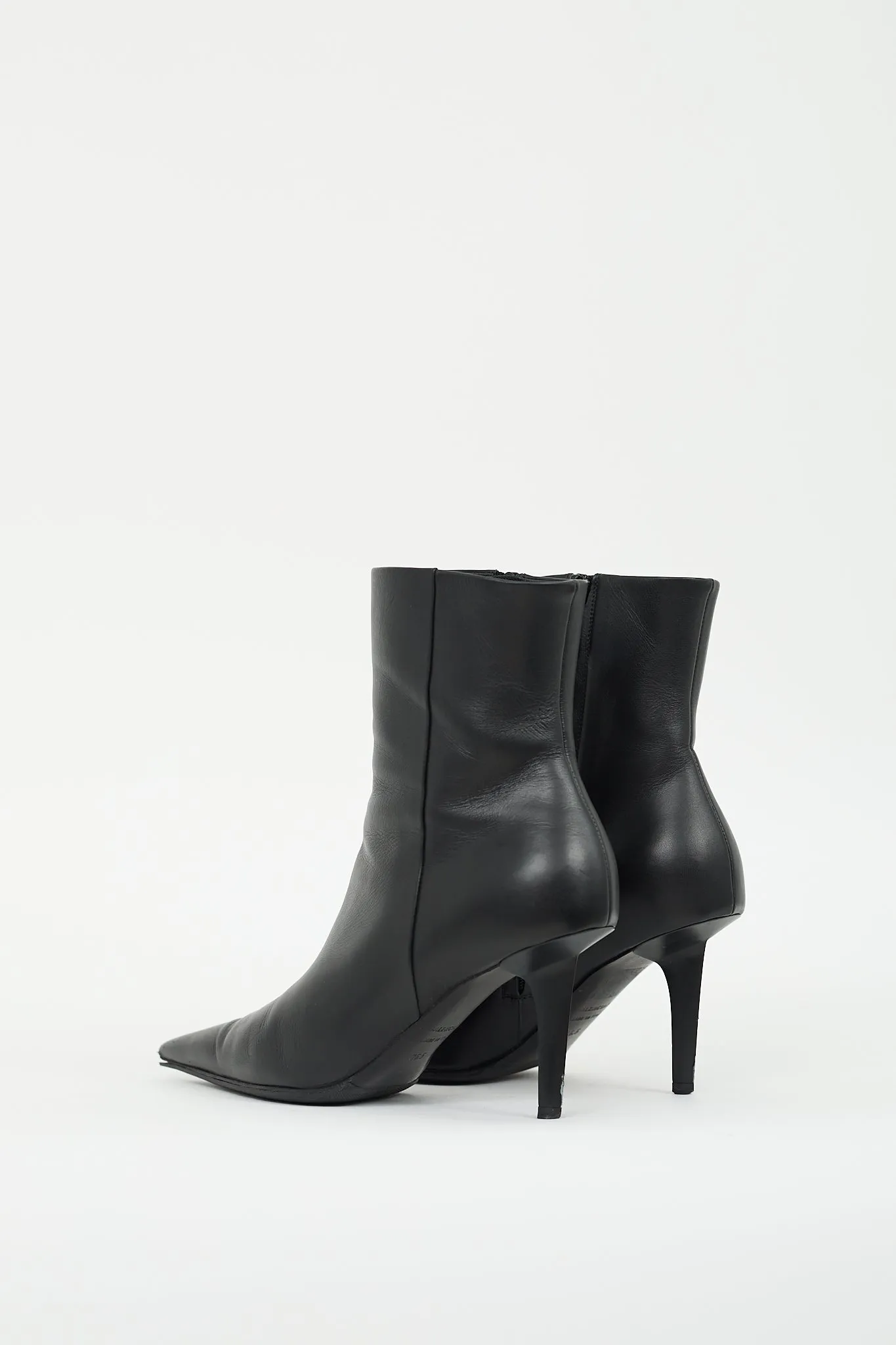 Black Leather Knife Boot