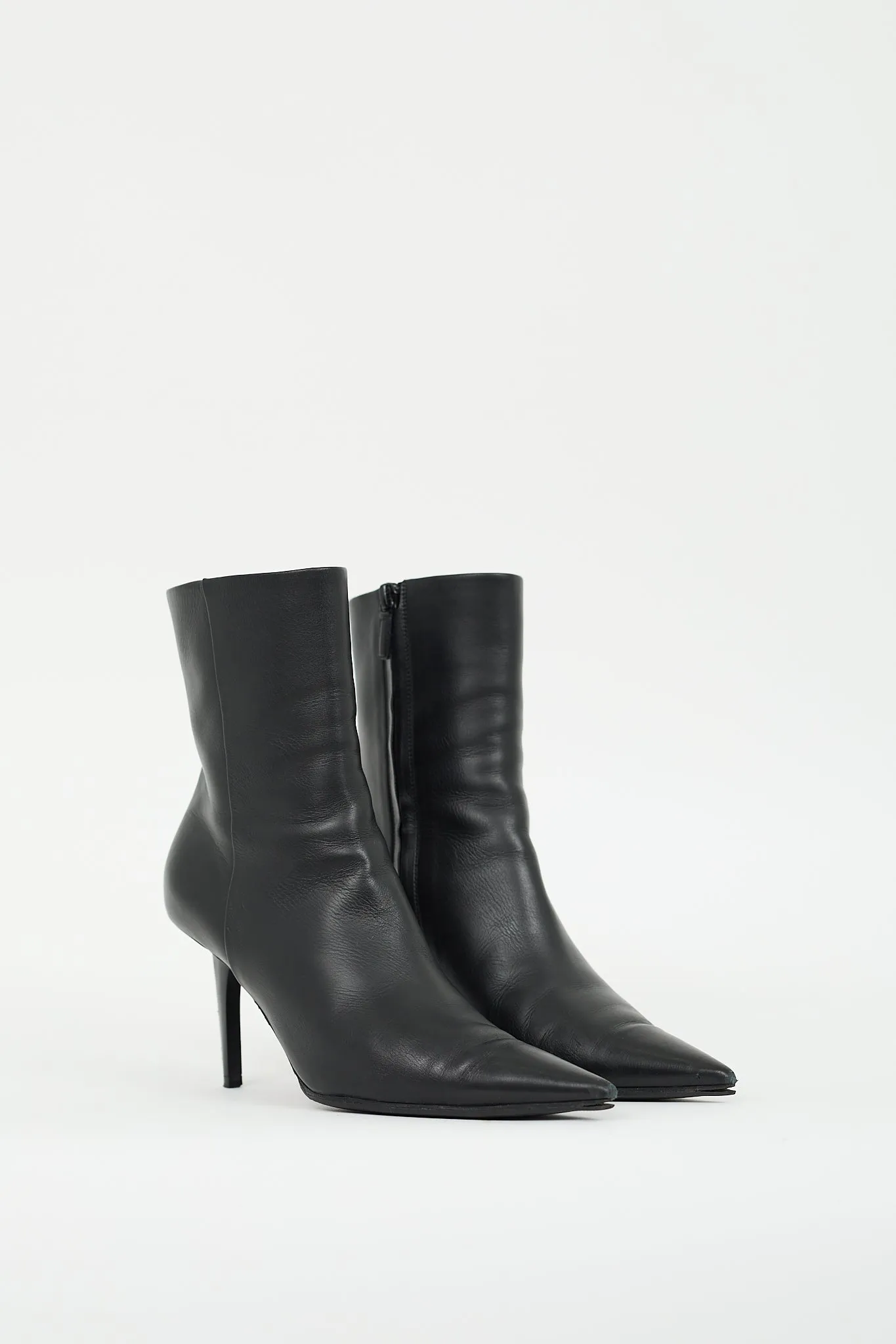 Black Leather Knife Boot