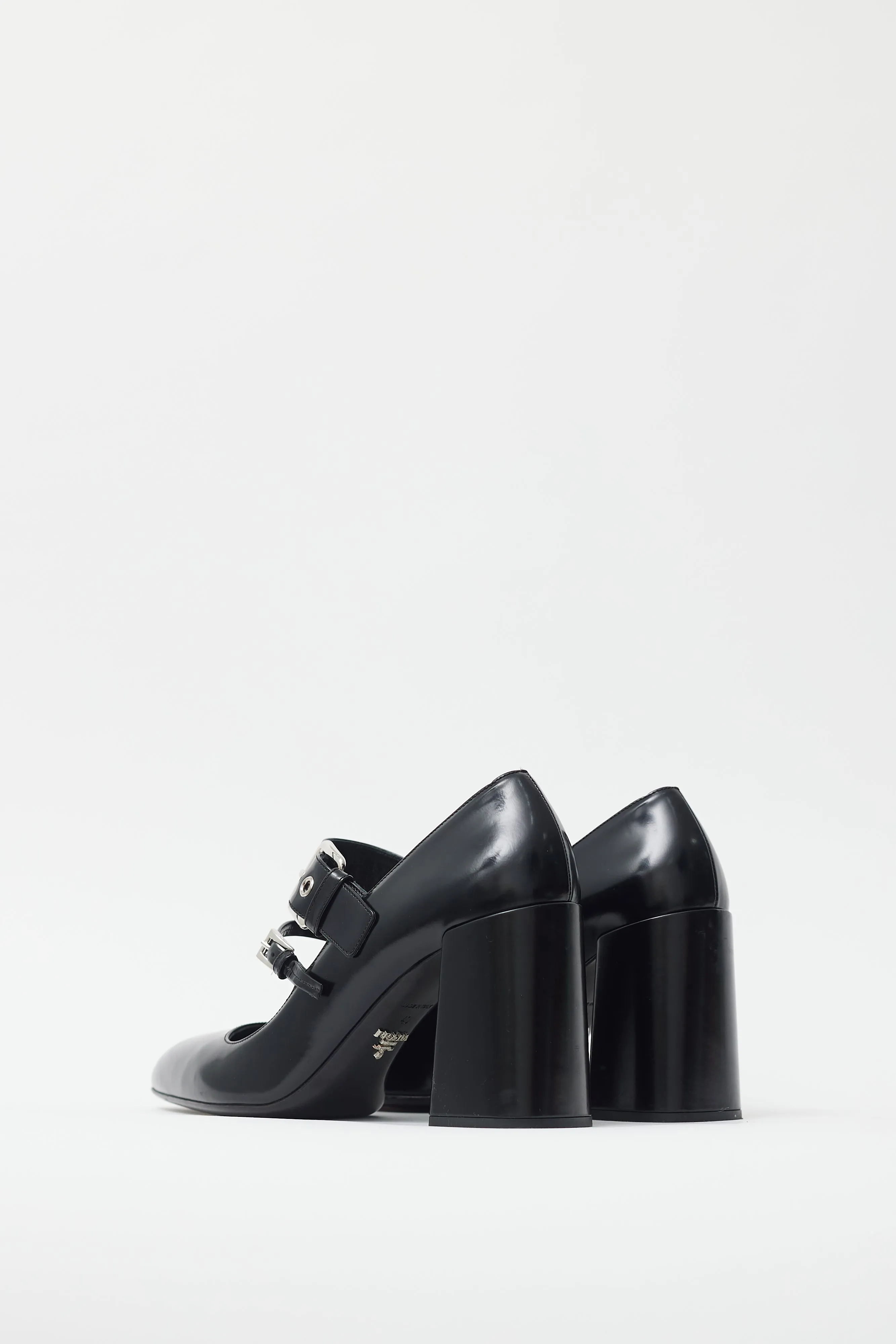 Black Leather Mary Jane Pump