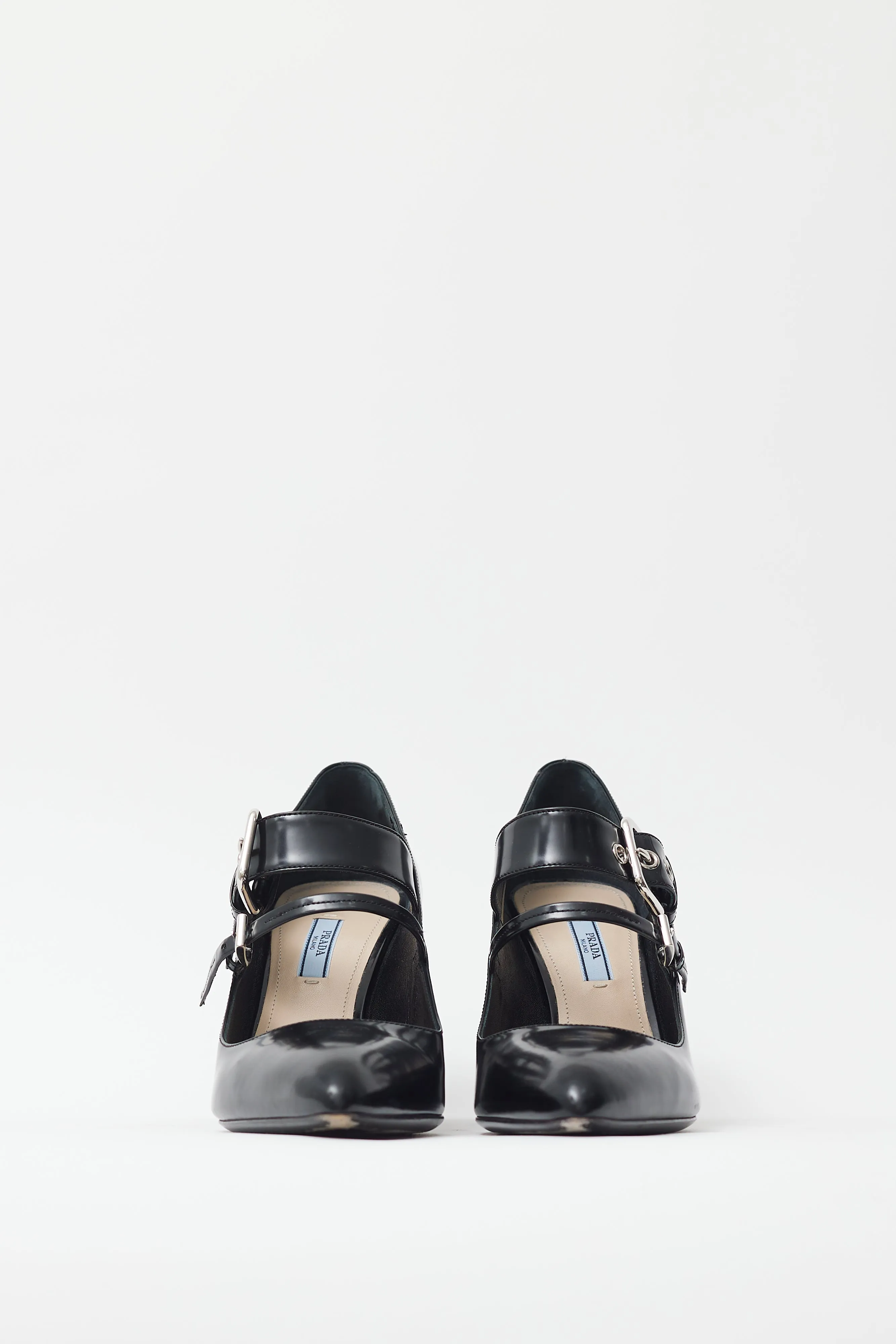 Black Leather Mary Jane Pump