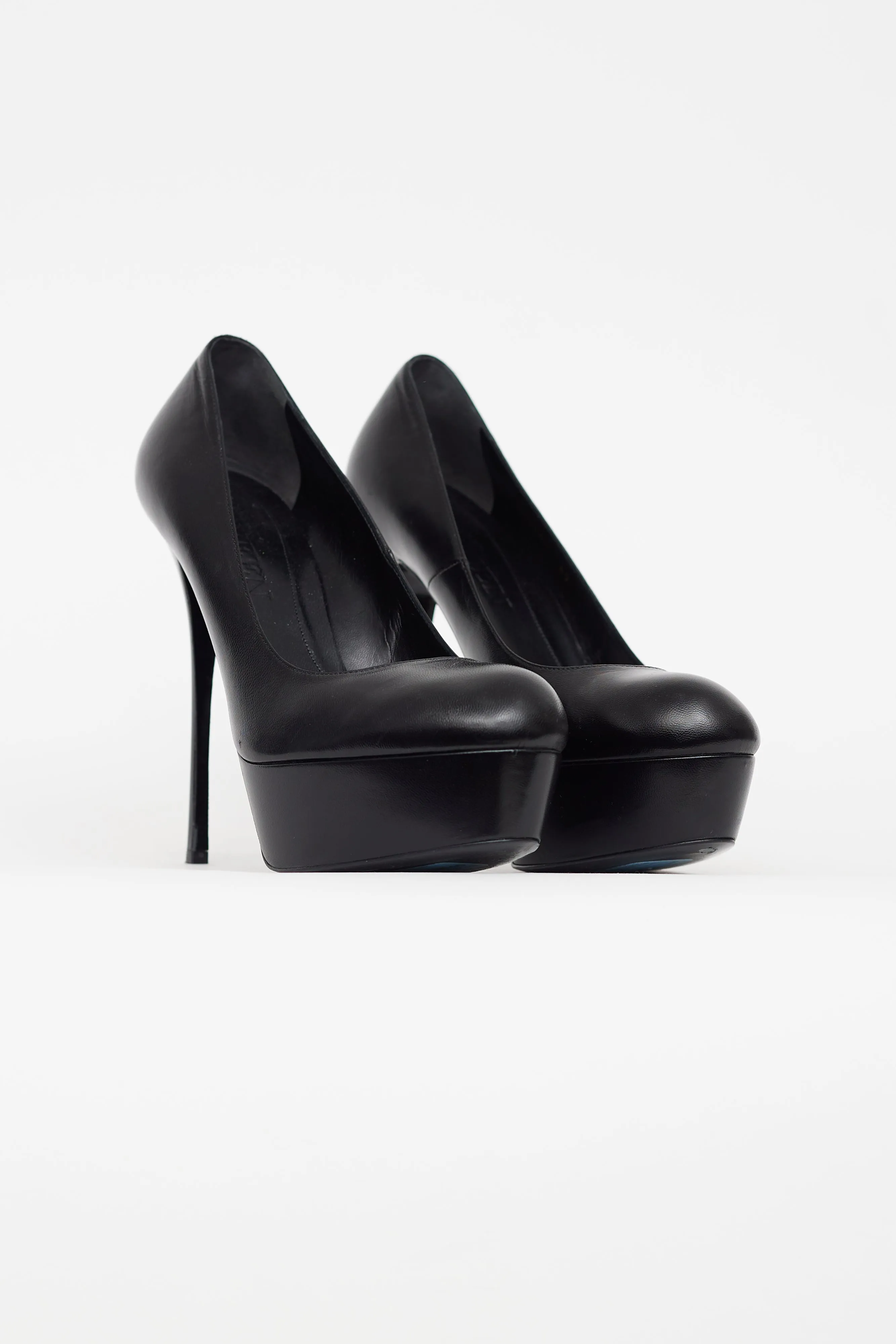 Black Leather Platform Heel