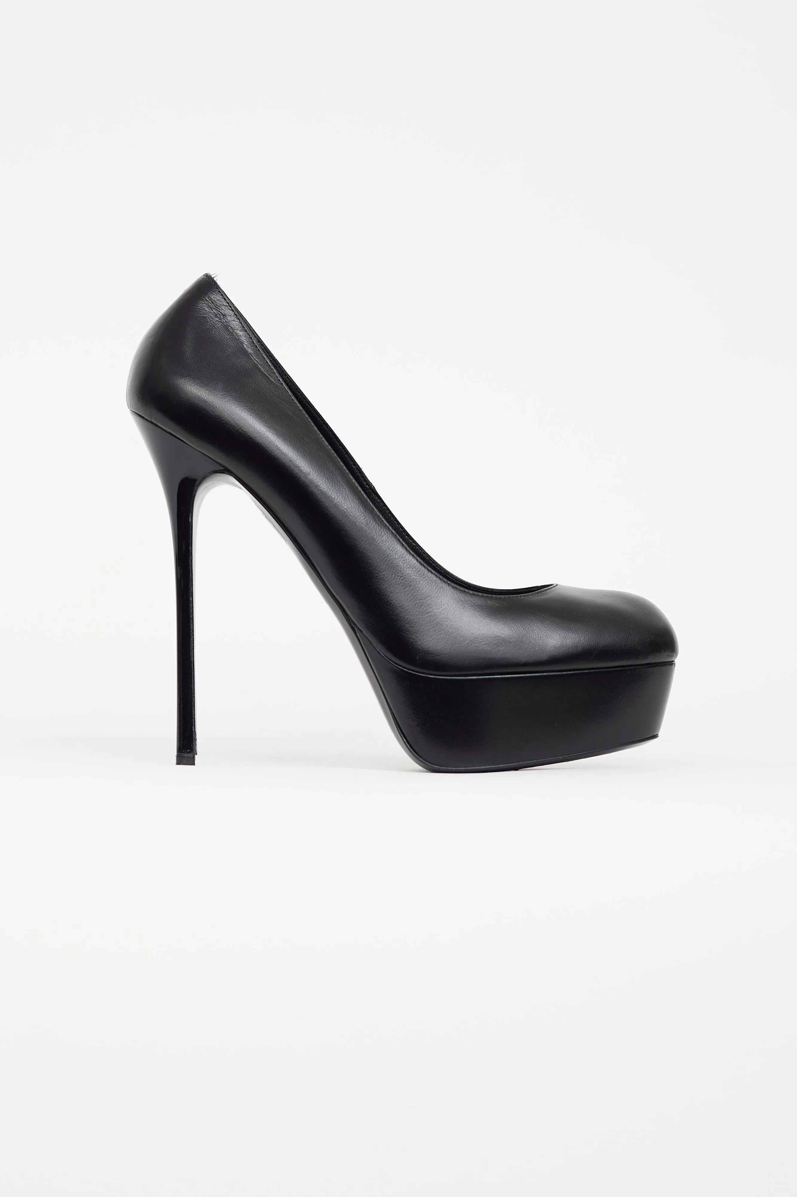 Black Leather Platform Heel