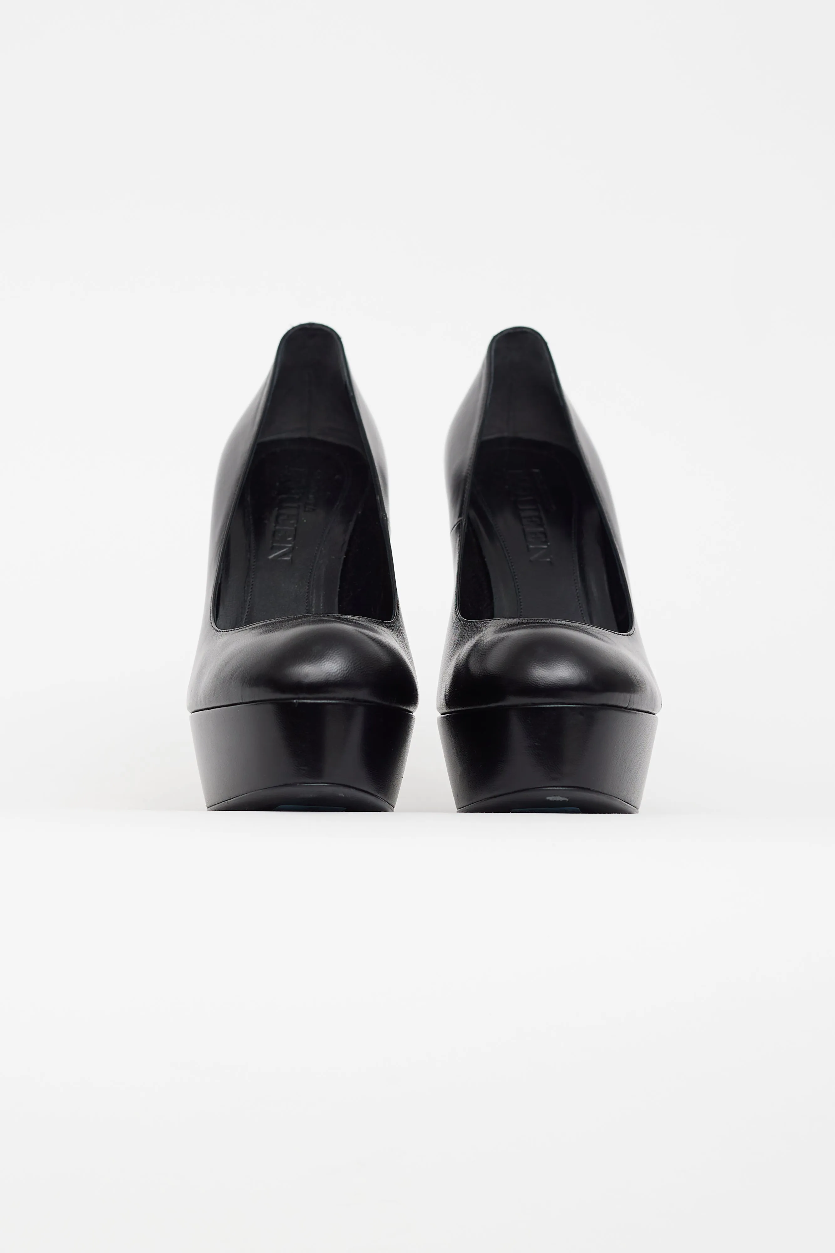 Black Leather Platform Heel