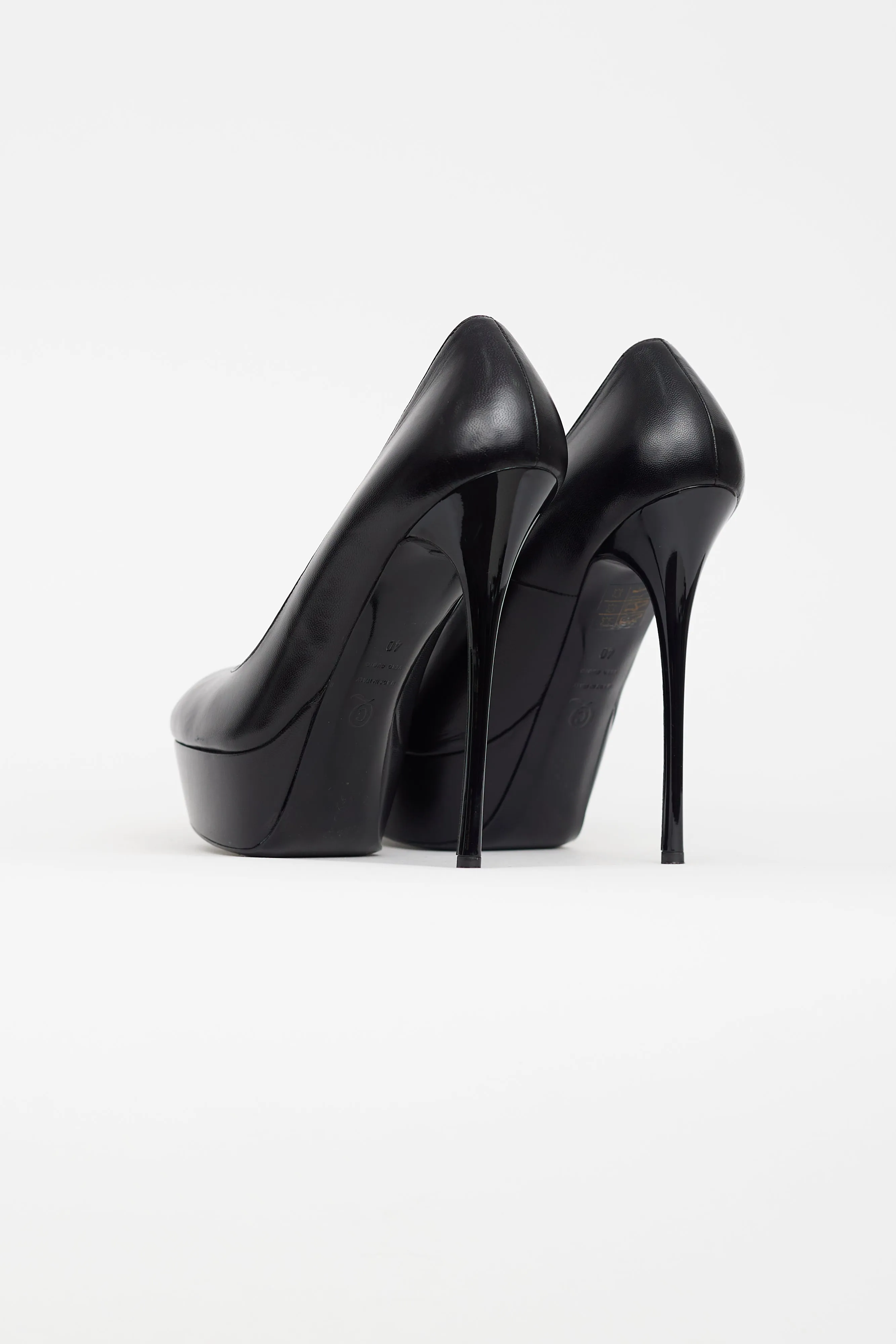 Black Leather Platform Heel