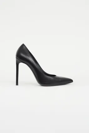 Black Leather Pointed Toe Pump