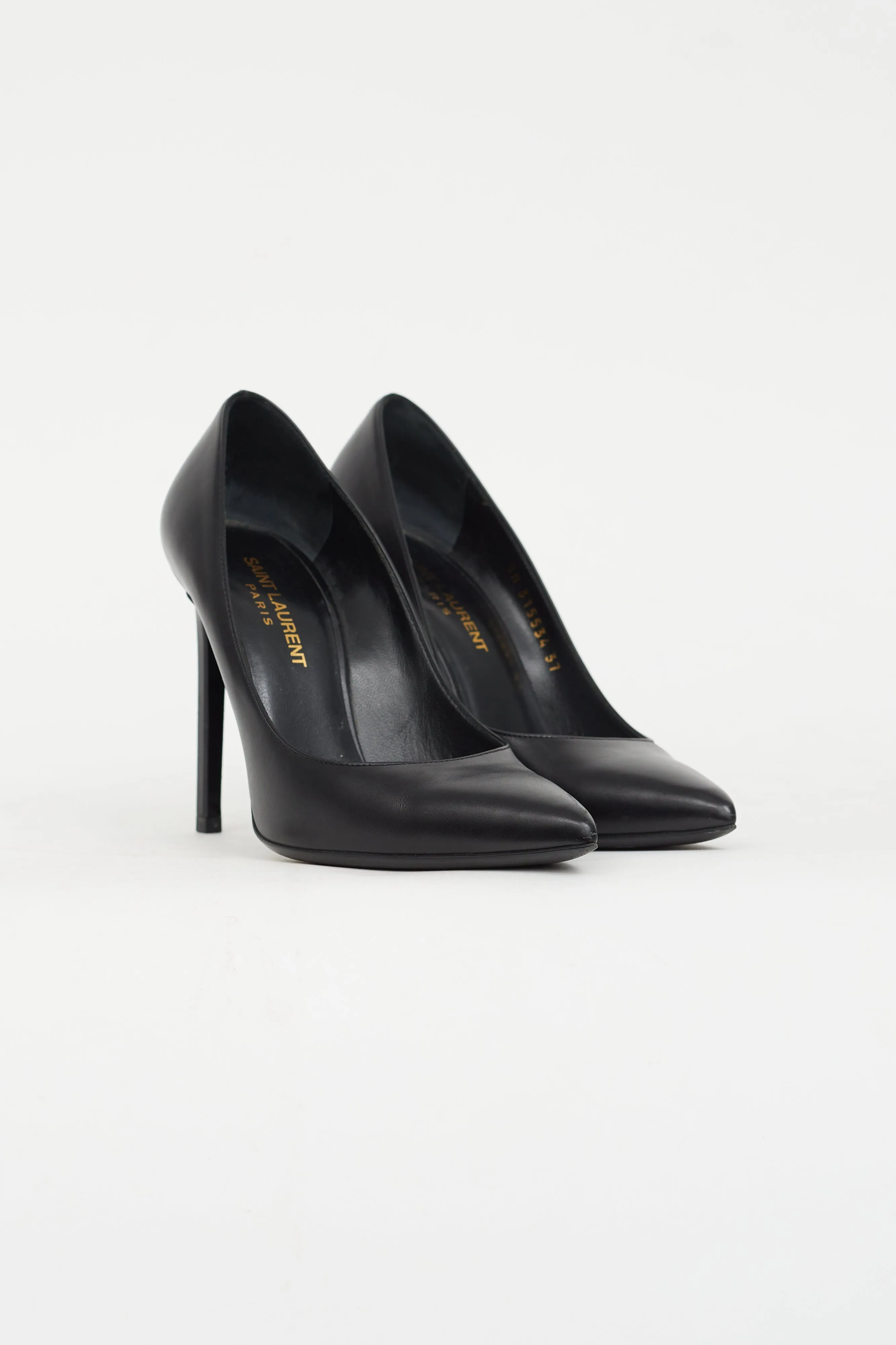 Black Leather Pointed Toe Pump