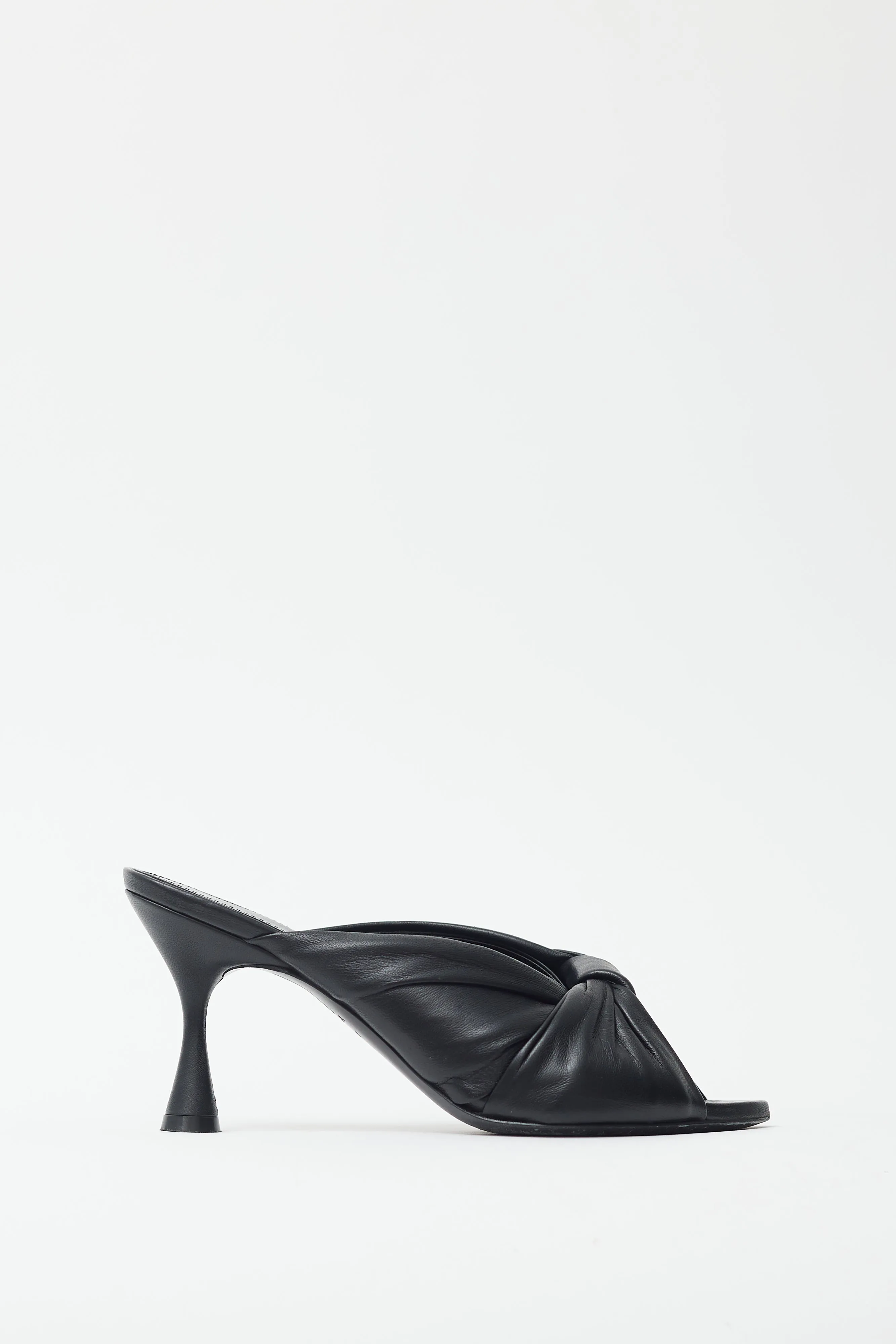 Black Leather Twist Mule