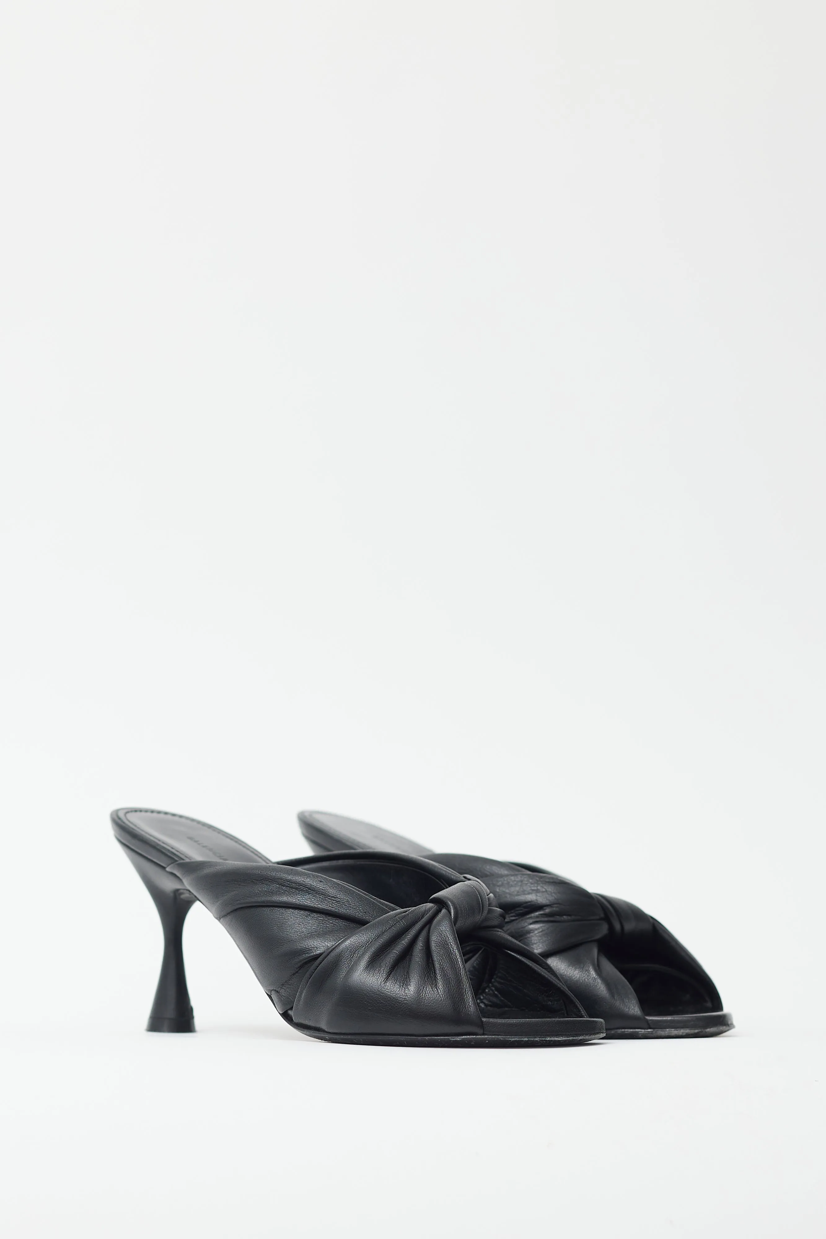 Black Leather Twist Mule