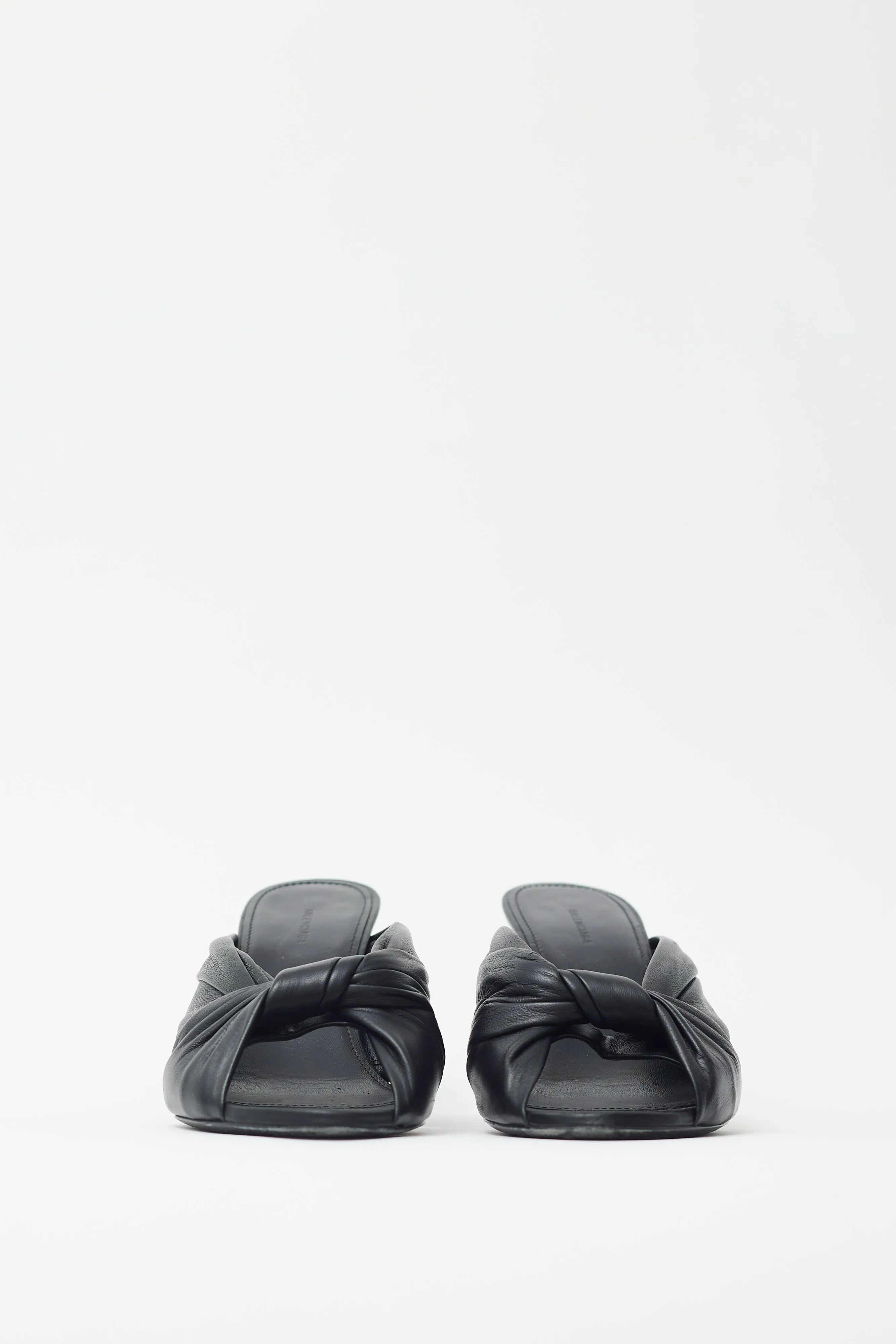 Black Leather Twist Mule
