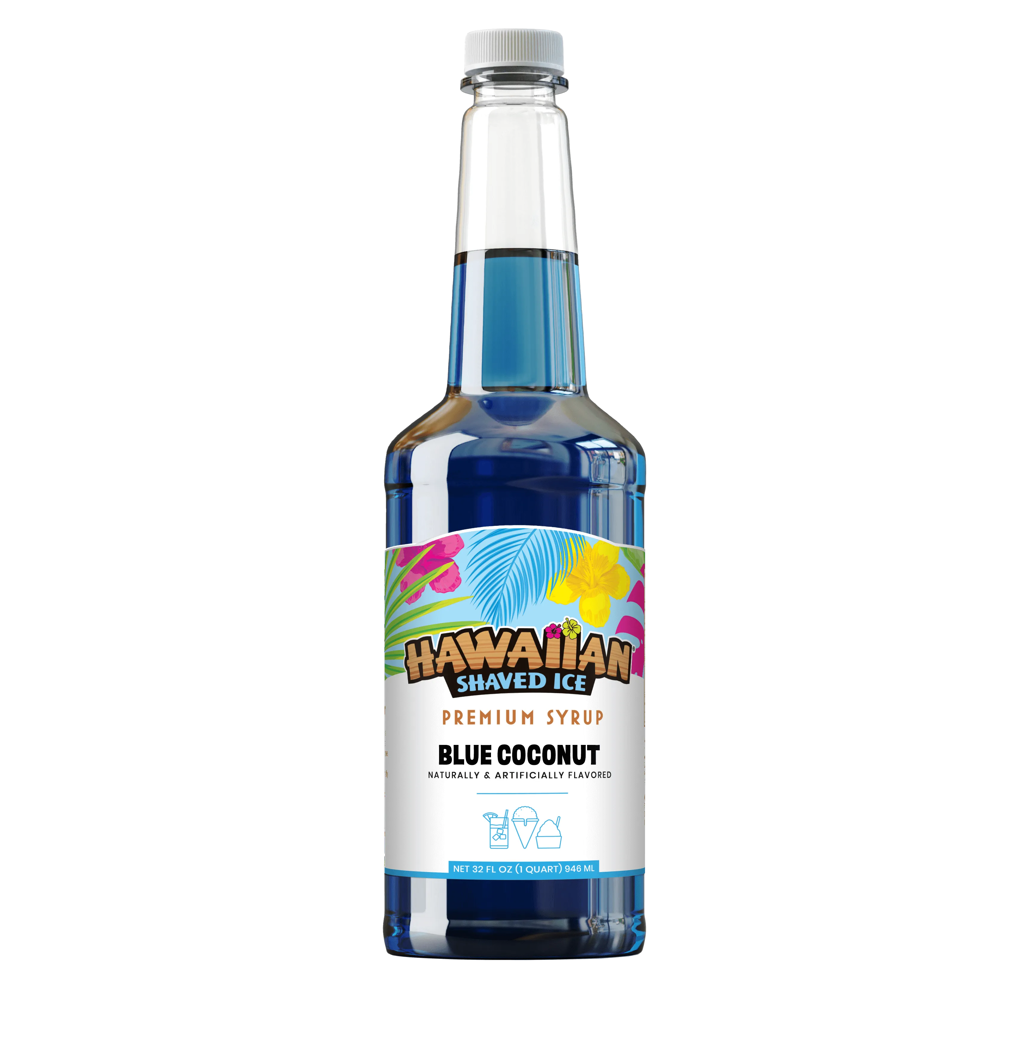 Blue Coconut Shaved Ice & Snow Cone Flavored Syrup - Quart