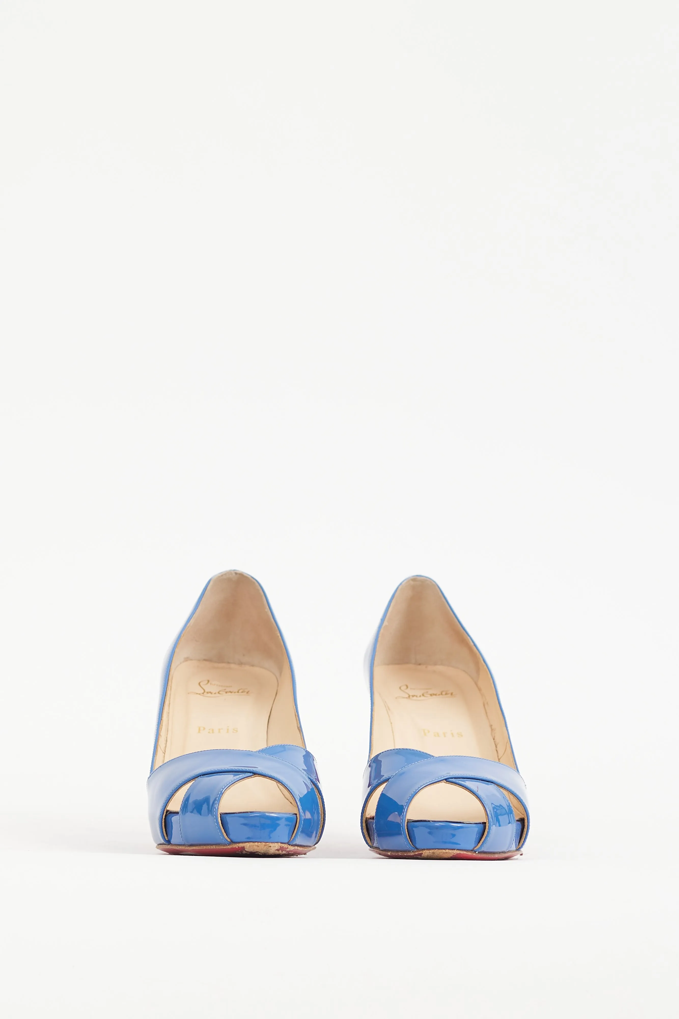 Blue Crossed Patent Leather Pump