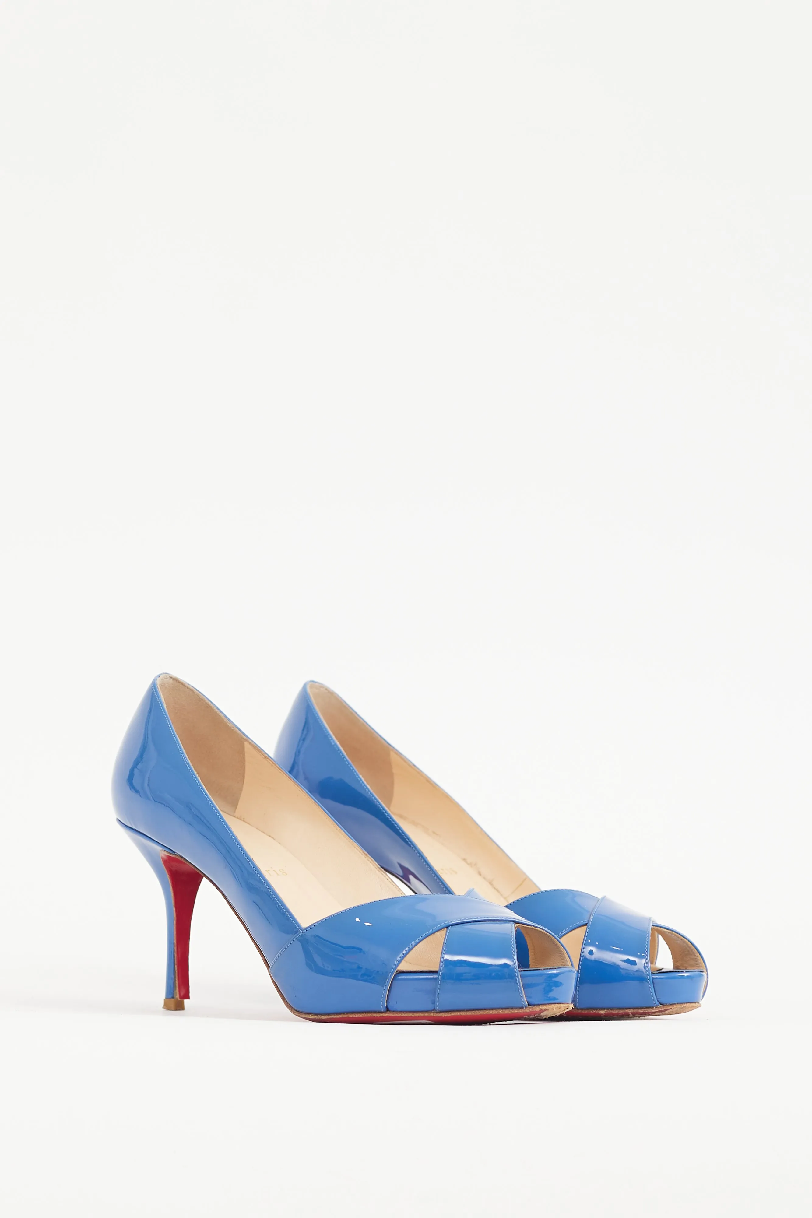 Blue Crossed Patent Leather Pump