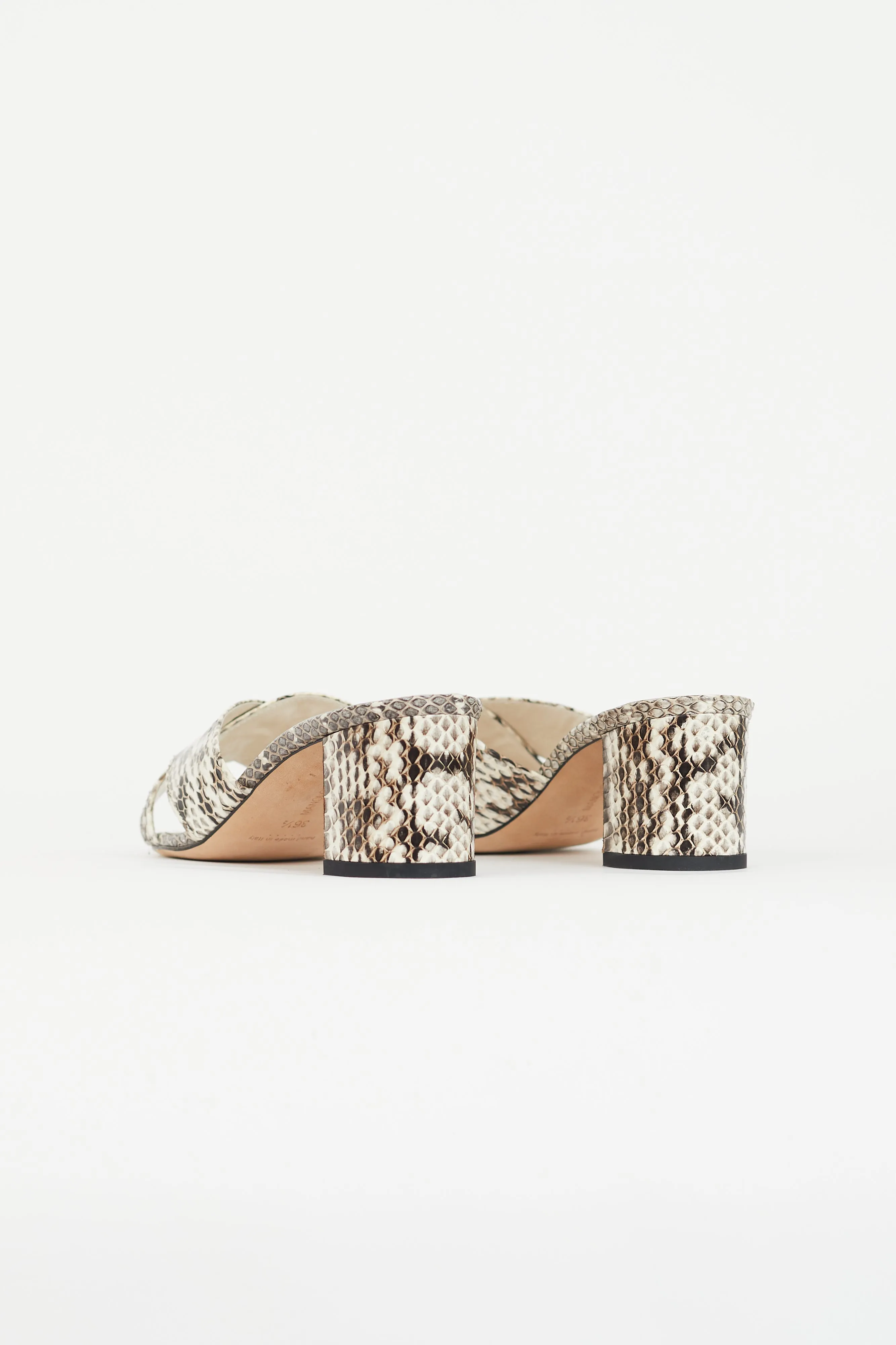 Brown & White Leather Otawi Heeled Mule