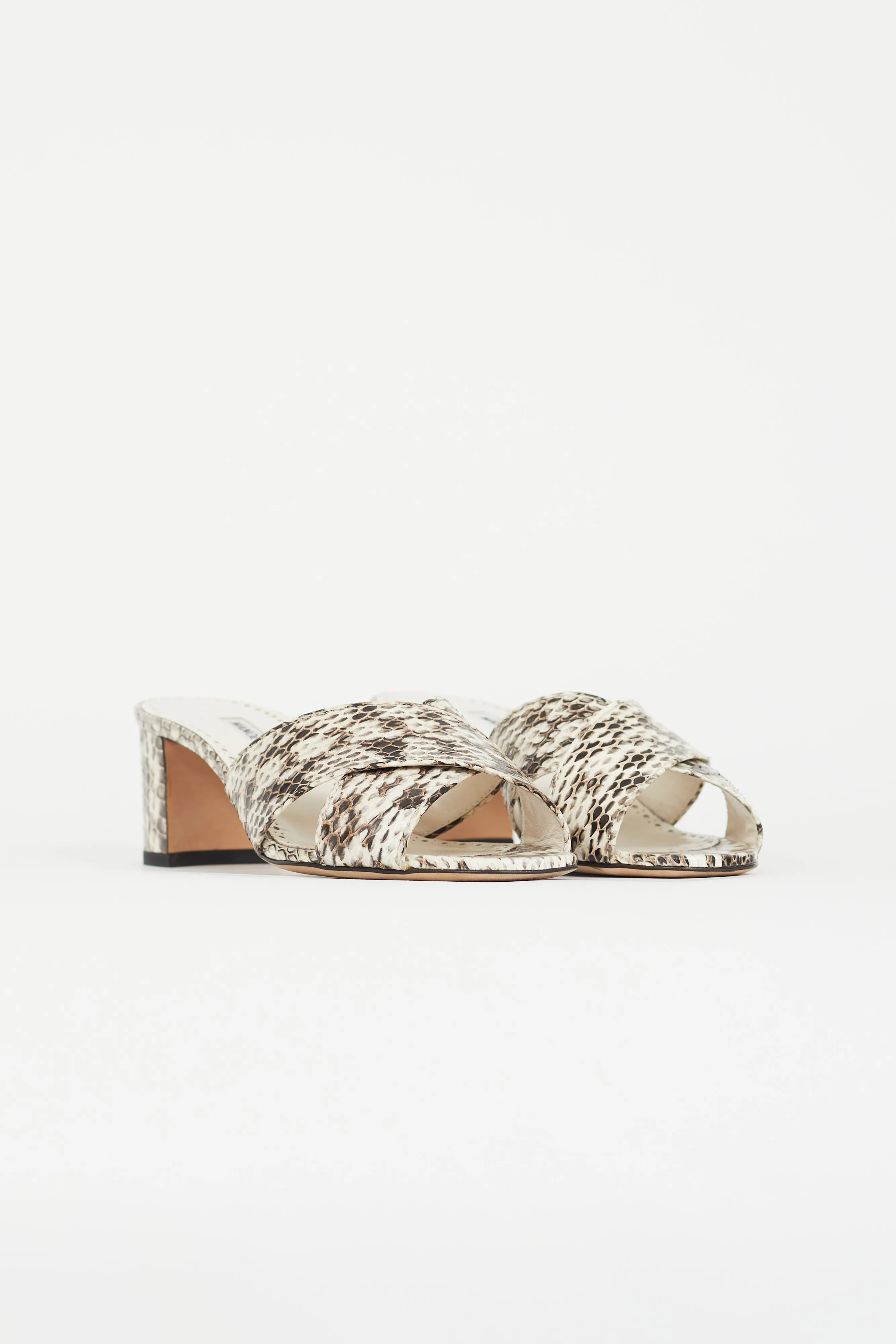 Brown & White Leather Otawi Heeled Mule