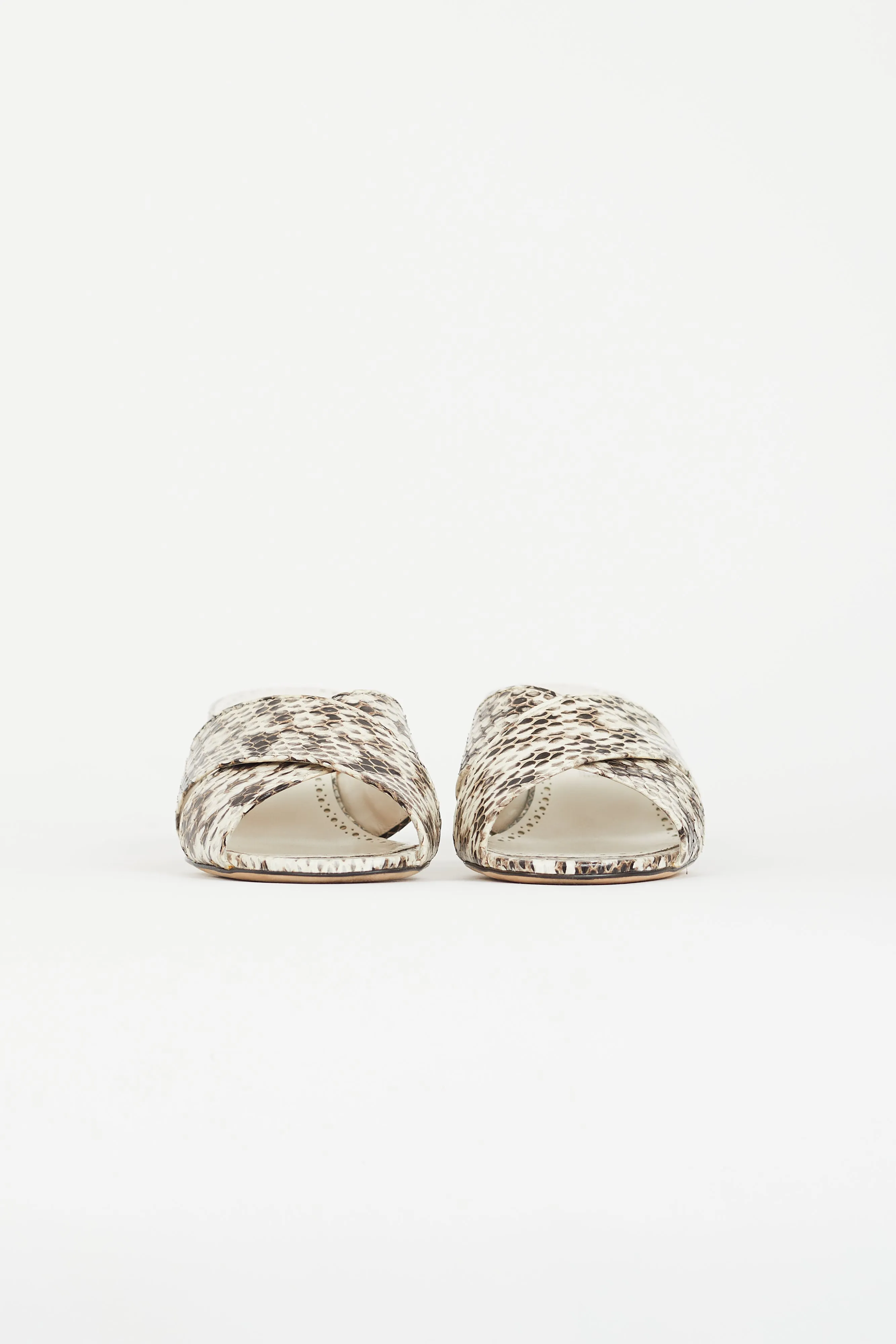 Brown & White Leather Otawi Heeled Mule
