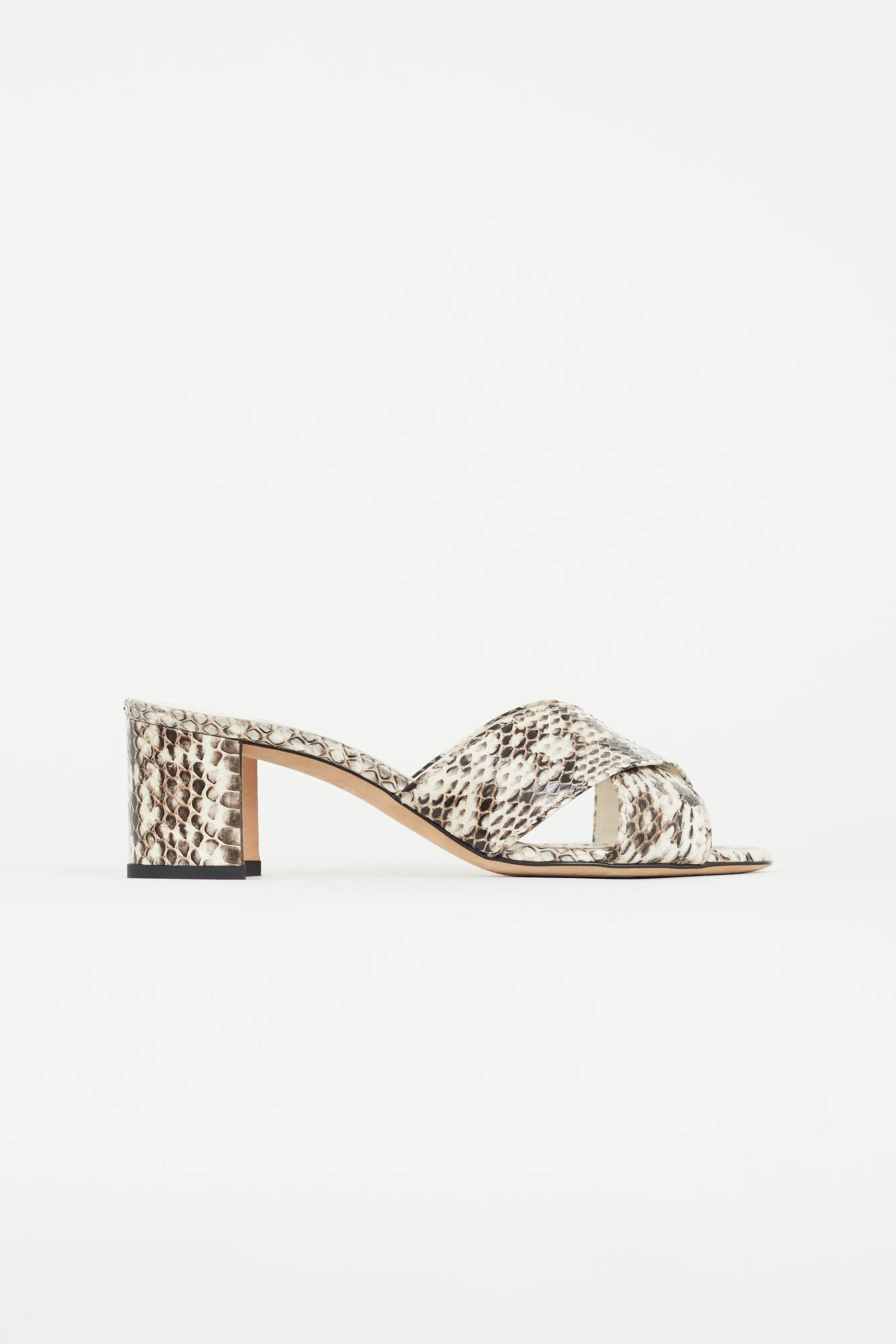 Brown & White Leather Otawi Heeled Mule
