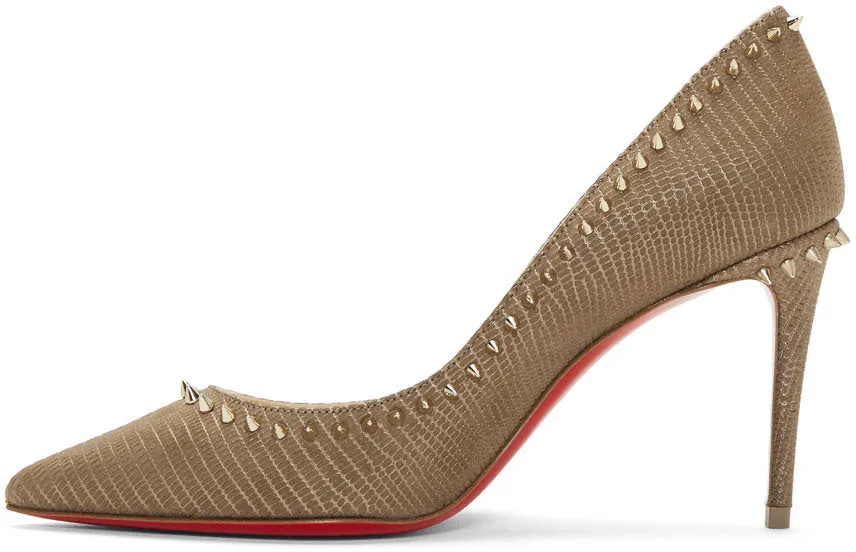 Christian Louboutin Taupe Croc Anjalina 85 Heels