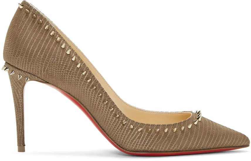 Christian Louboutin Taupe Croc Anjalina 85 Heels