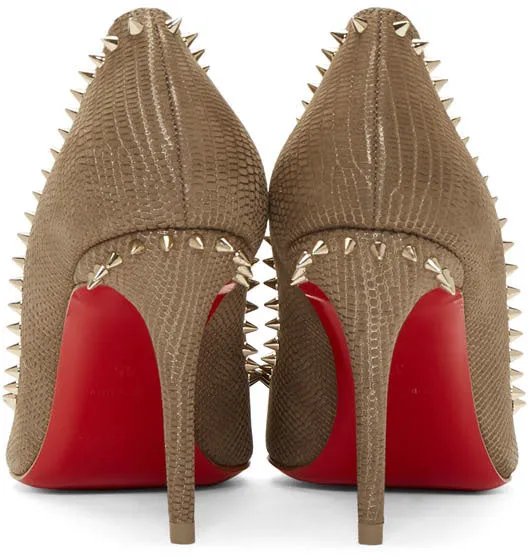 Christian Louboutin Taupe Croc Anjalina 85 Heels