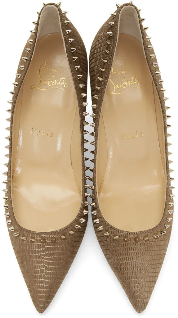 Christian Louboutin Taupe Croc Anjalina 85 Heels