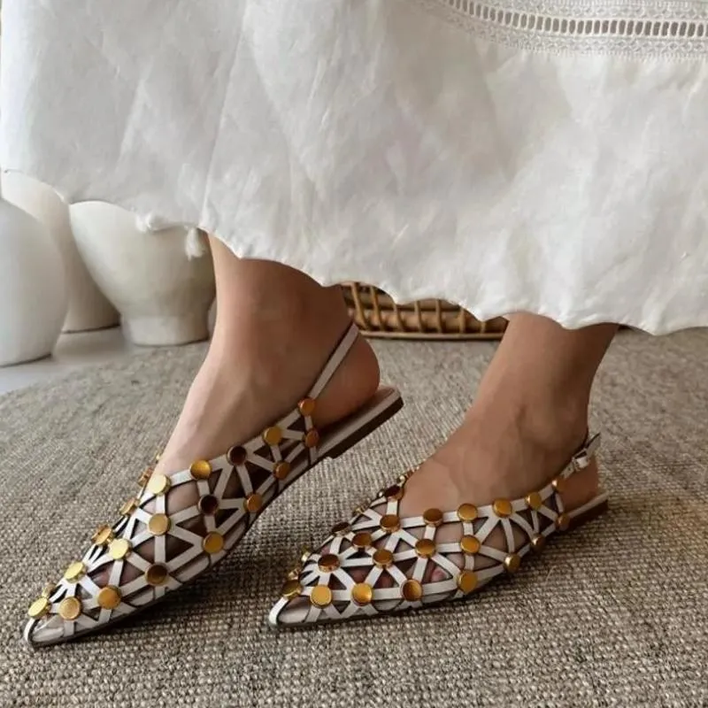 Crystal Pointed-Toe Slingback Flats