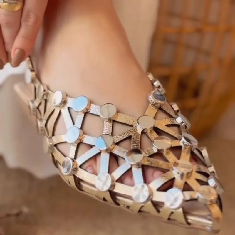 Crystal Pointed-Toe Slingback Flats
