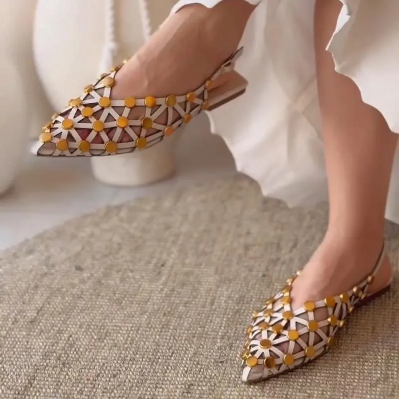 Crystal Pointed-Toe Slingback Flats