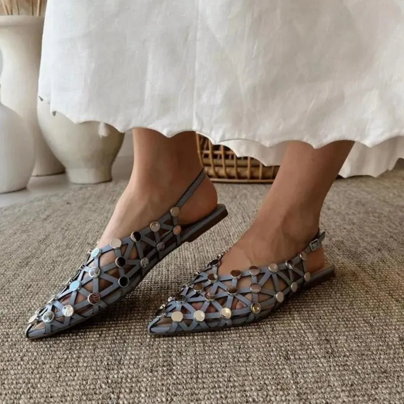 Crystal Pointed-Toe Slingback Flats