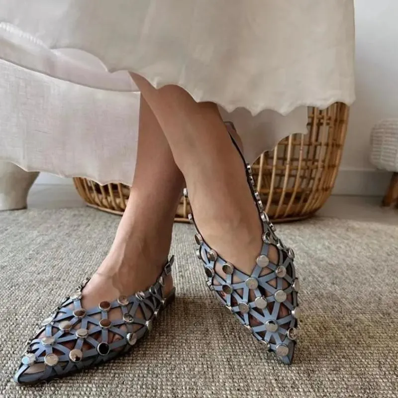 Crystal Pointed-Toe Slingback Flats