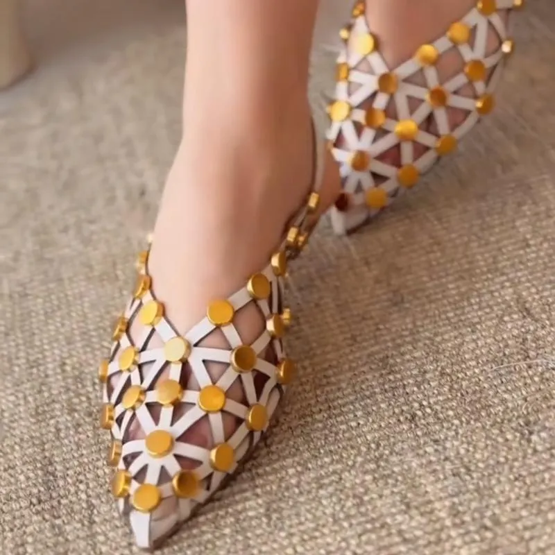 Crystal Pointed-Toe Slingback Flats