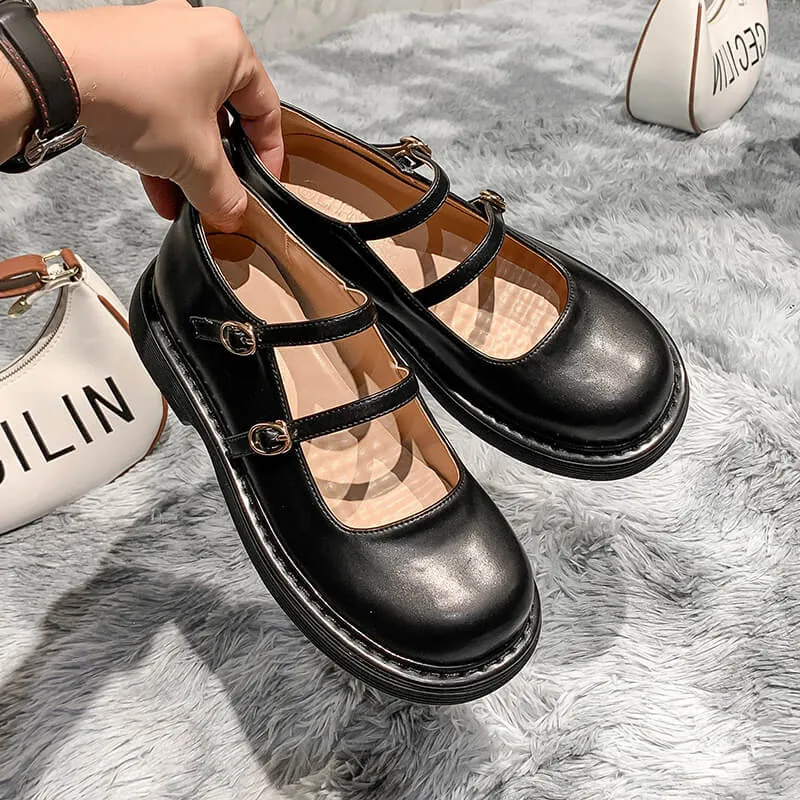 Dollcore Double Buckle Mary Jane Shoes
